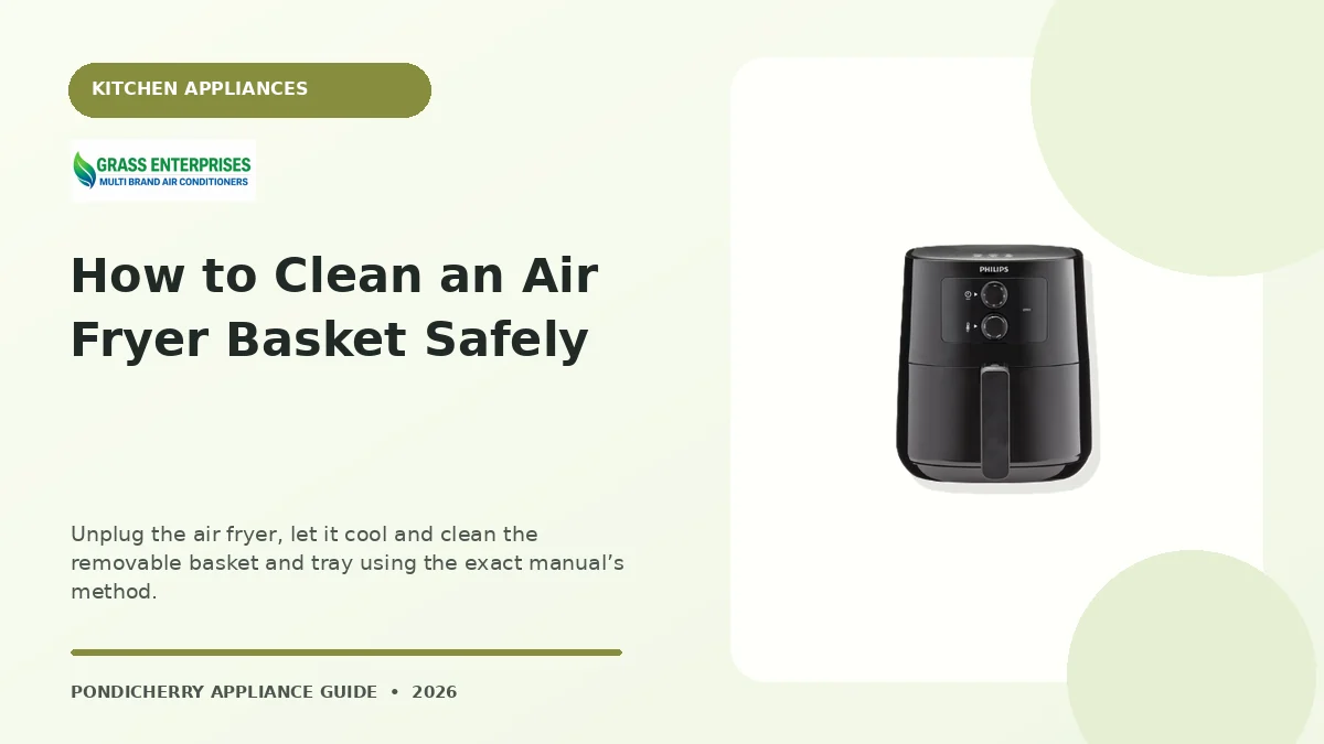 How to Clean an Air Fryer Basket Safely appliance guide illustrated by Grass Enterprises, Pondicherry