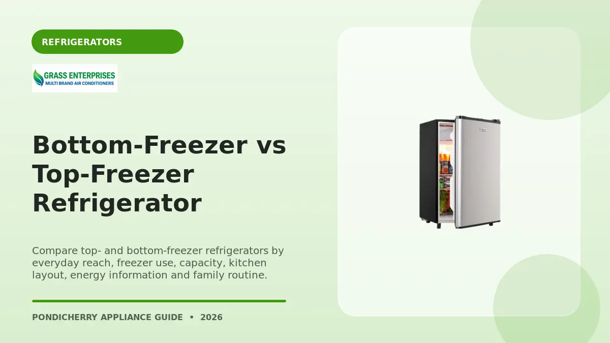 Bottom-Freezer vs Top-Freezer Refrigerator illustrated guide from Grass Enterprises Pondicherry