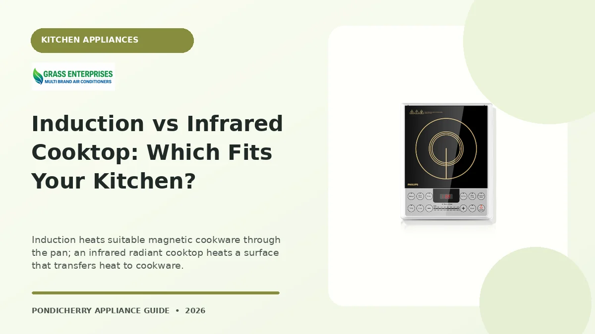 Induction vs Infrared Cooktop: Which Fits Your Kitchen? appliance guide illustrated by Grass Enterprises, Pondicherry