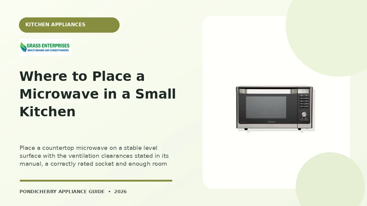 Where to Place a Microwave in a Small Kitchen appliance guide illustrated by Grass Enterprises, Pondicherry