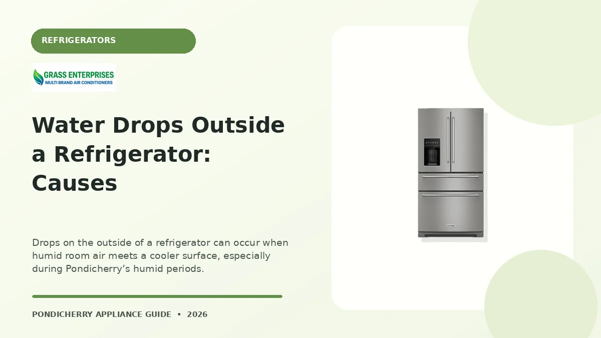 Water Drops Outside a Refrigerator: Causes appliance guide illustrated by Grass Enterprises, Pondicherry