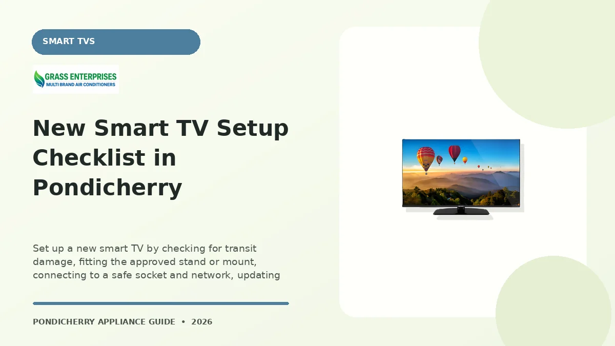 New Smart TV Setup Checklist in Pondicherry appliance guide illustrated by Grass Enterprises, Pondicherry