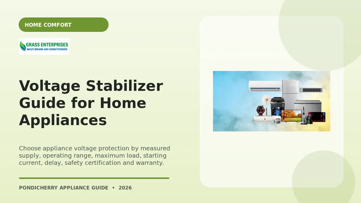 Voltage Stabilizer Guide for Home Appliances illustrated guide from Grass Enterprises Pondicherry
