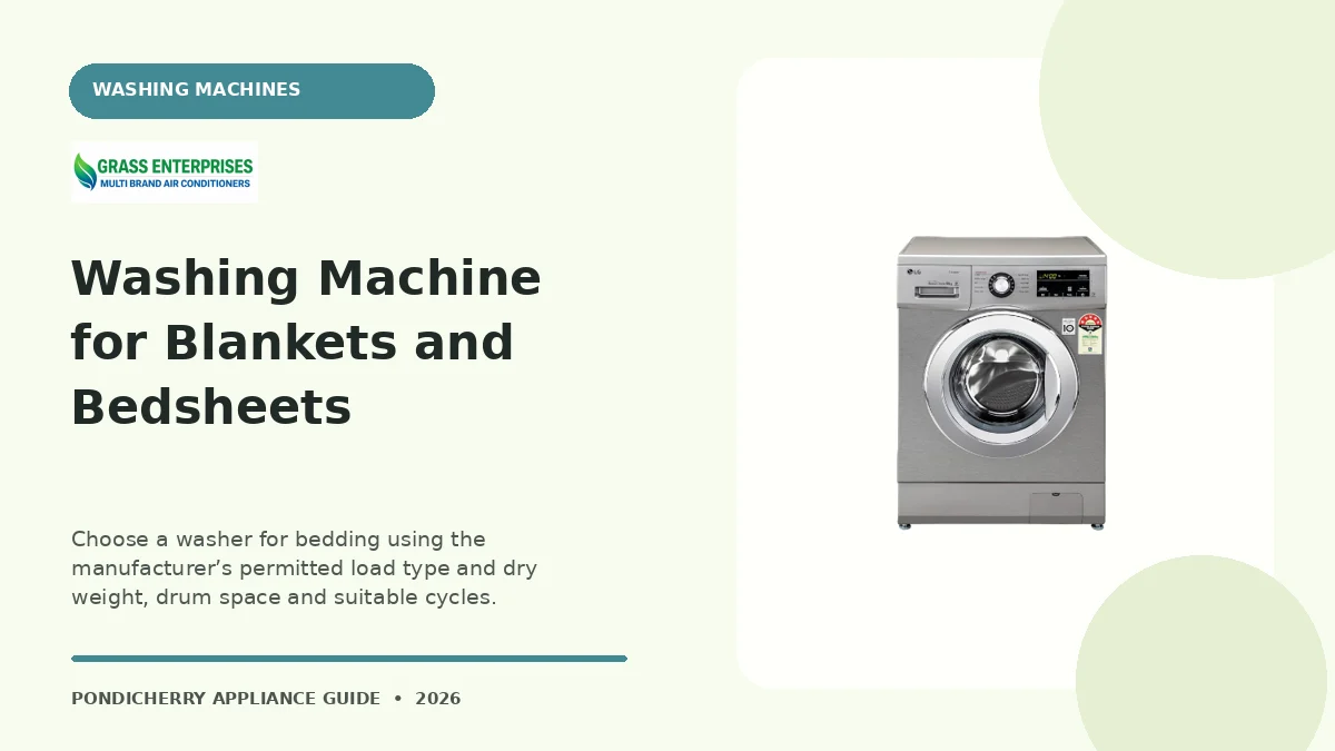 Washing Machine for Blankets and Bedsheets appliance guide illustrated by Grass Enterprises, Pondicherry