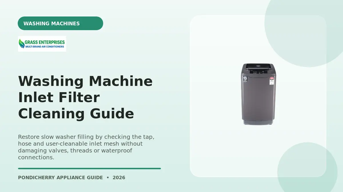 Washing Machine Inlet Filter Cleaning Guide illustrated guide from Grass Enterprises Pondicherry
