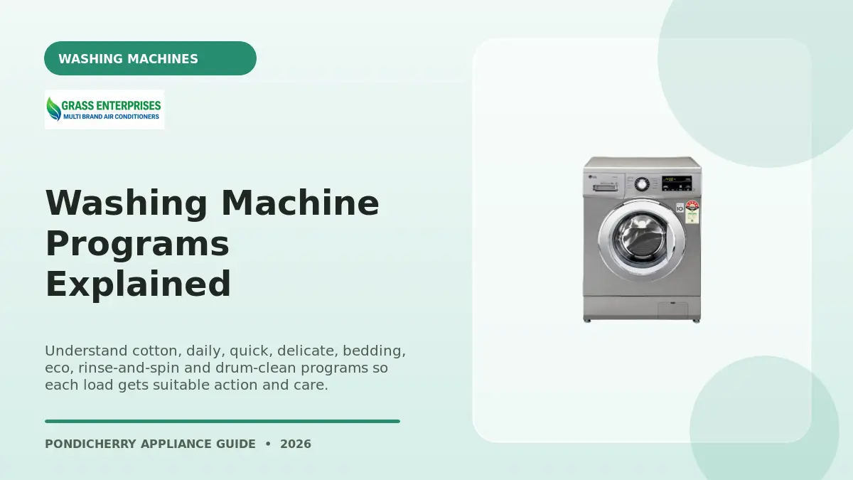 Washing Machine Programs Explained illustrated guide from Grass Enterprises Pondicherry